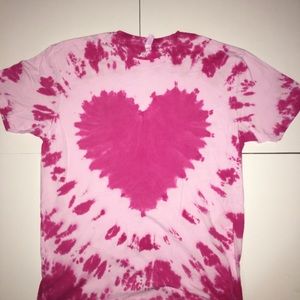 Pink Tie Dye Shirt with Heart Pattern